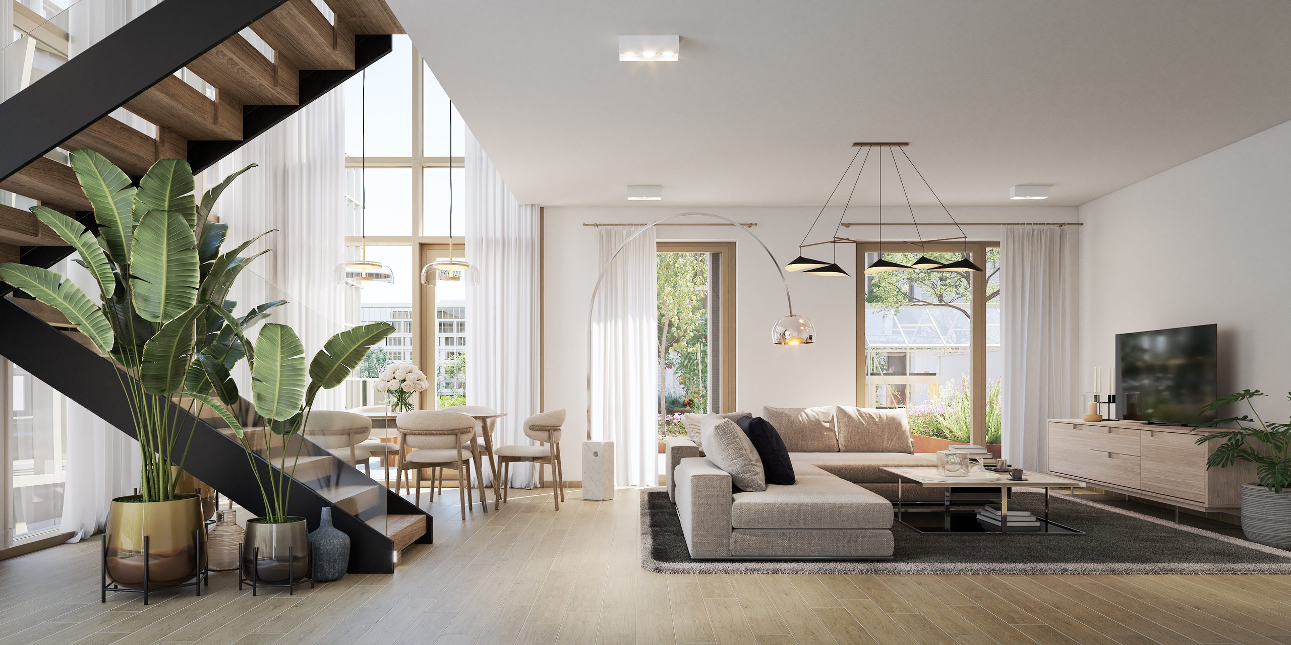 Intérieur lumineux d'un appartement ROOTS